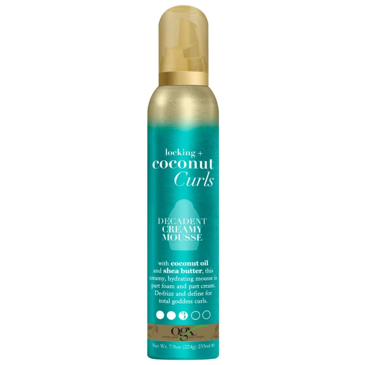 Ogx Locking Coconut Curls Decadent Creamy Mousse 7.9 Oz